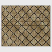 Decopatroon zwart en gouden kunst cadeaupapier (Vlak)