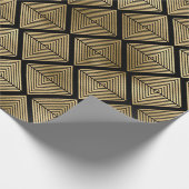 Decopatroon zwart en gouden kunst cadeaupapier (Hoek)