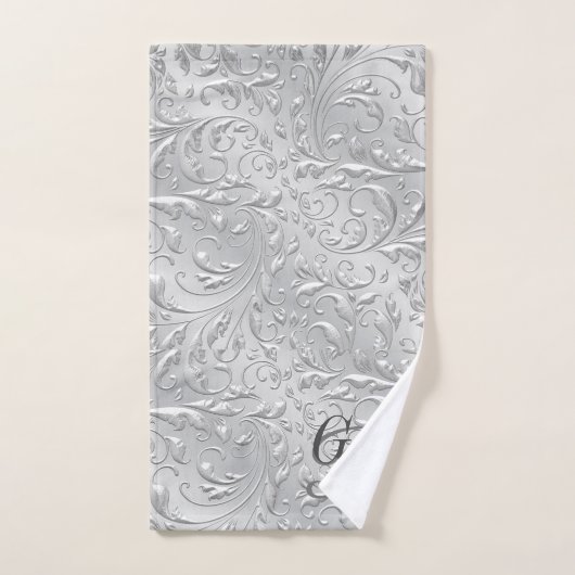 Décor Argent Monogramme Ensemble de serviettes de  (Serviette à main)