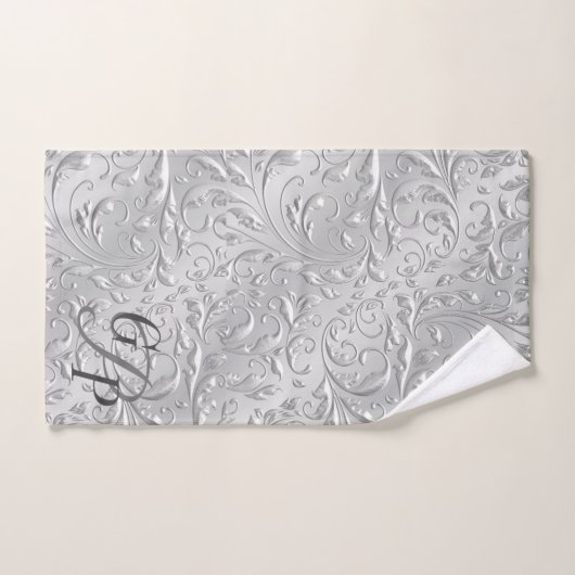 Décor Argent Monogramme Ensemble de serviettes de (Serviette à main)