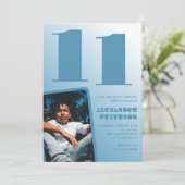 Décor bleu 11e anniversaire invitations Boy Photo (Debout devant)