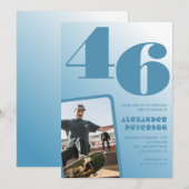 Décor bleu 46e anniversaire invitations Hommes Pho (Devant / Derrière)