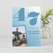 Décor bleu 47e anniversaire invitations Hommes Pho (Debout devant)