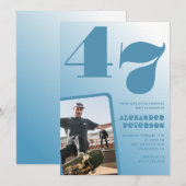 Décor bleu 47e anniversaire invitations Hommes Pho (Devant / Derrière)