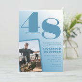 Décor bleu 48e anniversaire invitations Hommes Pho (Debout devant)