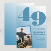 Décor bleu 49e anniversaire invitations Hommes Pho (Devant / Derrière)