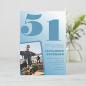 Décor bleu 51e anniversaire invitations Hommes Pho (Debout devant)