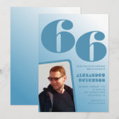 Décor bleu 66e anniversaire invitations Hommes Pho (Devant / Derrière)