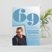 Décor bleu 69e anniversaire invitations Hommes Pho (Debout devant)