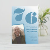 Décor bleu 76e anniversaire invitations Hommes Pho (Debout devant)