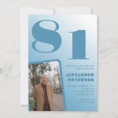 Décor bleu 81e anniversaire invitations Hommes Pho (Devant)