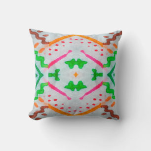 Décor Boho Aquarelle. Coussin bleu Boho. Aquarelle