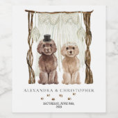 Decor Bruine Cavapoo Honden Paren Wijn Etiket (Enkel label)