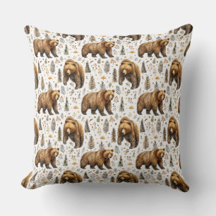 Décor Cabine de l'ours Brown Coussin de bois