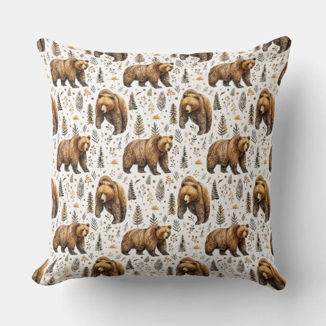 Décor Cabine de l'ours Brown Coussin de bois (Recto)