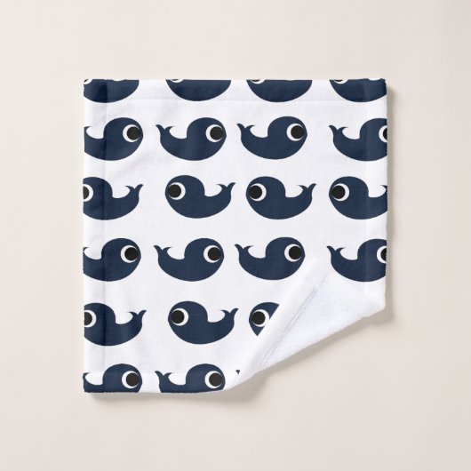 Décor Côtier Bleu Baleine Océan (Gant de toilette)