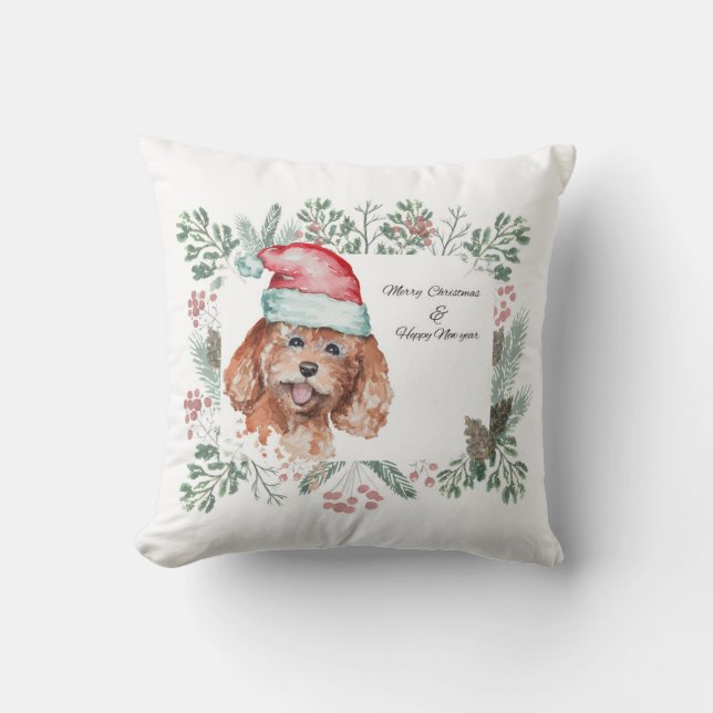 Décor coussin de Noël Goldendoodle (Recto)
