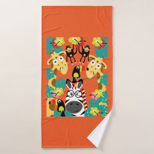 Décor d'animaux de la jungle de pépinière (Serviette de bain)