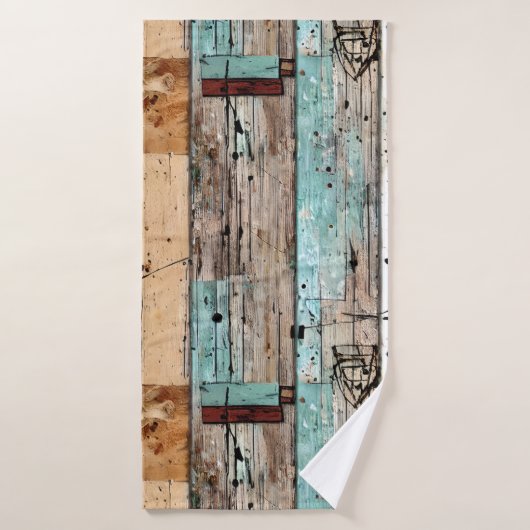 Décor d'art Cabine de style champêtre en bois pein (Serviette de bain)