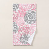 Décor de bain en fleurs de dahlia rose gris (Serviette à main)