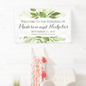 Décor de bannière Mariage Feuille verte, Vert rust (En situation)