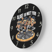 Décor de caricature amusant Pizza Wall Horloge (Angle)