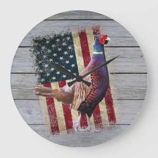 Décor de chasse Patriotique faisan Grande horloge