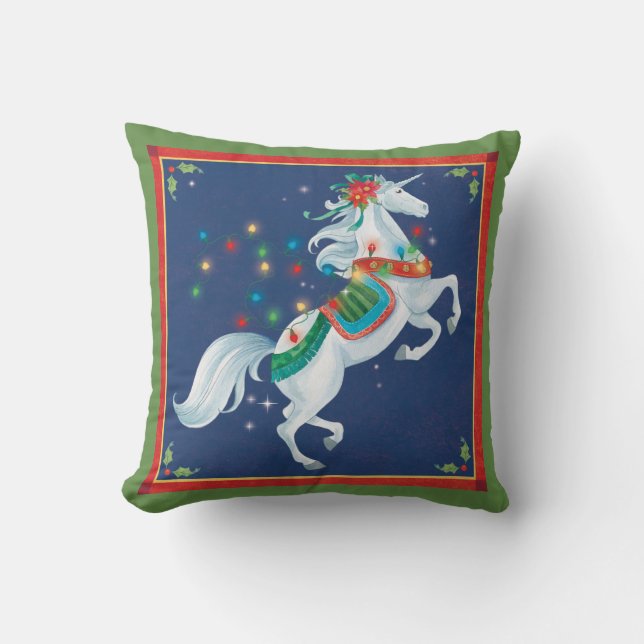 Décor de coussin de licorne de Noël de vacances (Recto)