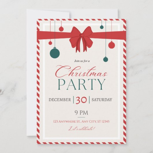 Décor de fête de Noël invitation personnalisable (Devant)