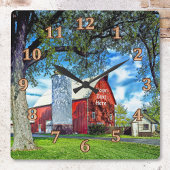 Décor de la grange rouge Horloge murale personnali