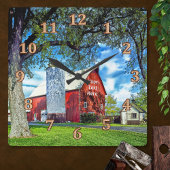 Décor de la grange rouge Horloge murale personnali
