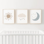 Décor de la pouponnière Sun Boy Neutral Cloud Moon<br><div class="desc">Augmentez l'espace de votre petite fille grâce à ces empreintes de lune,  de nuages et de pépinière de soleil.</div>