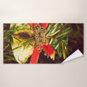 Décor de Noël avec fond d'arbre de Noël (Serviette de bain)