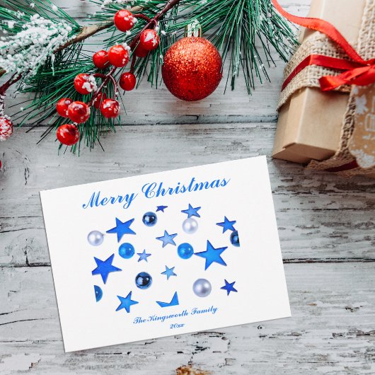 Décor de Noël bleu avec carte texte