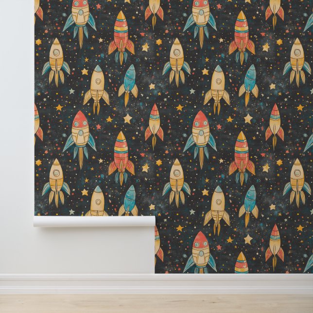 Décor de roquette et de mur de planète au charme v (Application)