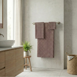 Décor de salle de bain rétro à pois ivoire marron