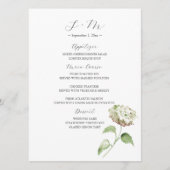 Décor de table de mariage aux hortensias | Menu (Devant)