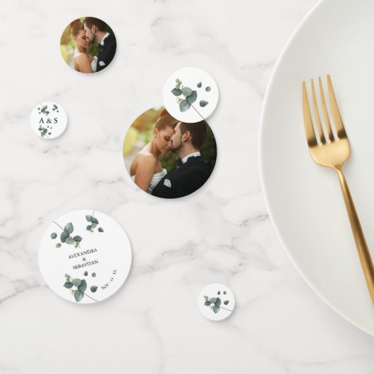 Décor de table Mariage Eucalyptus vert Confetti (Groupe)