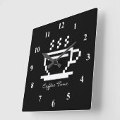 Décor de tasse de café grande horloge murale carré (Angle)