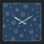 Décor design Vintage Christmas Blue Snowflake<br><div class="desc">This is a beautiful Vintage Blue Green Yellow Colorov Stripe Design Rustic Country Tuscan Style Wooden Decorative square wall clock. It is a perfect addition to your kitchen, bathroom, menacom, family room or business. This clock veut add charm to any room in your home. This vintage wall clock can be...</div>