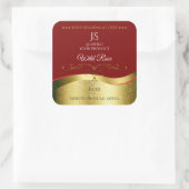 Décor doré Wavy foncé Étiquette Monogramme rouge f (Sac)