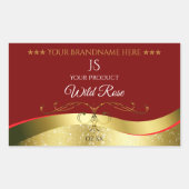 Décor doré Wavy foncé Étiquette Monogramme rouge f (Devant)