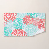 Décor du bain à fleurs de Coral Turquoise Aqua dah (Serviette à main)