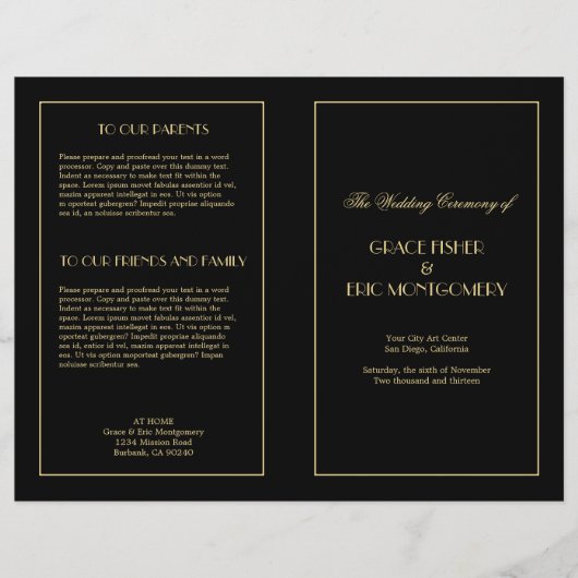 Décor élégant élégant programme de mariage formel (Devant)