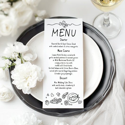 Décor Fantaisiste Funky Menu de Mariage Manuscrit