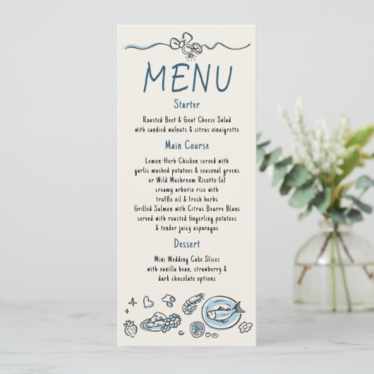 Décor Fantaisiste Funky Menu Mariage Écrit à la Ma (Debout devant)