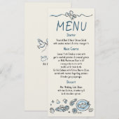 Décor Fantaisiste Funky Menu Mariage Écrit à la Ma (Devant / Derrière)