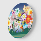 Décor Fleur 14 Murs Horloges & Options Numériques (Angle)