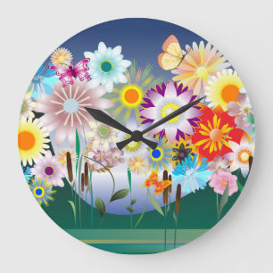 Décor Fleur 14 Murs Horloges & Options Numériques
