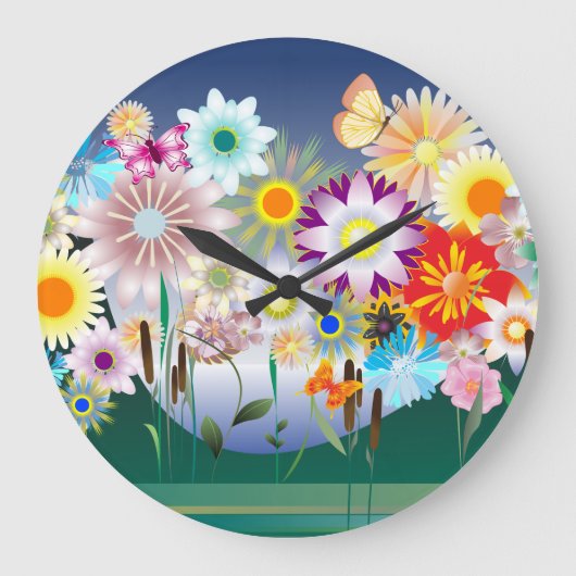 Décor Fleur 14 Murs Horloges & Options Numériques (Recto)